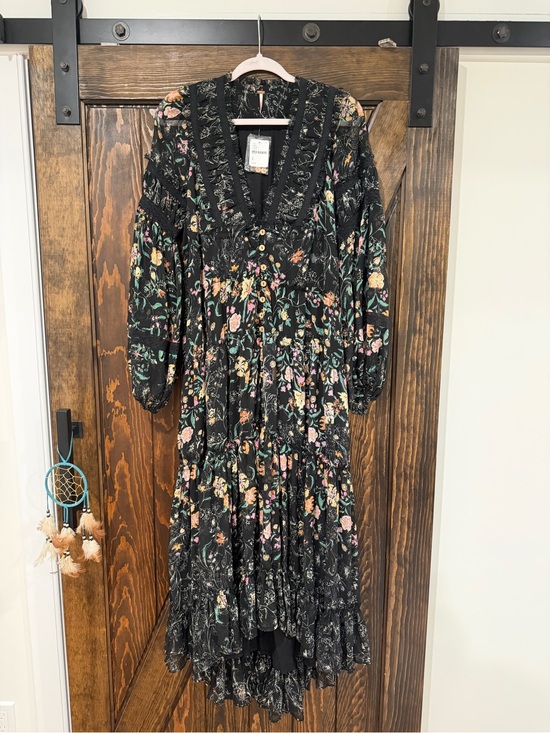 Free People Dresses & Skirts - Free People Black Floral Ruffled V-Neck Blouse